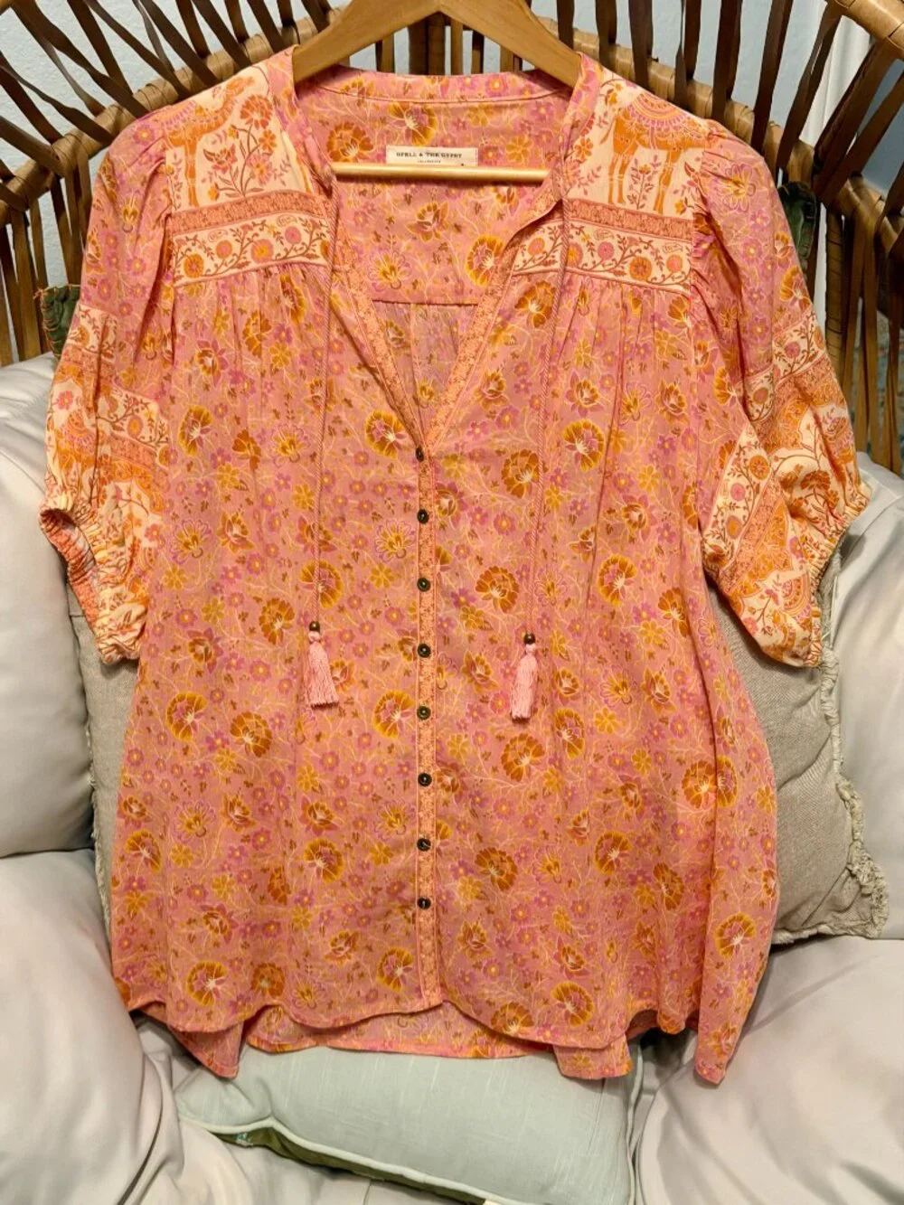 SOLD!! Spell & The Gypsy Sundown Blouse Apricot Medium